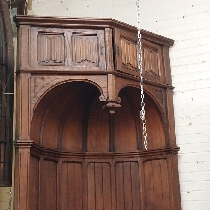 PAIR OF FRENCH OAK HUGE CORNER CABINETS WITH DEMI DOMES