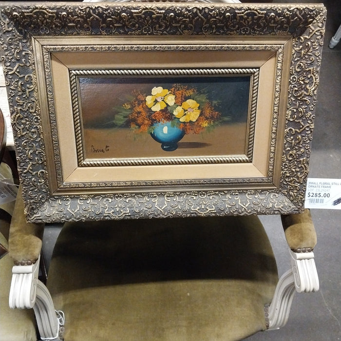 SMALL FLORAL STILL LIFE IN ORNATE FRAME