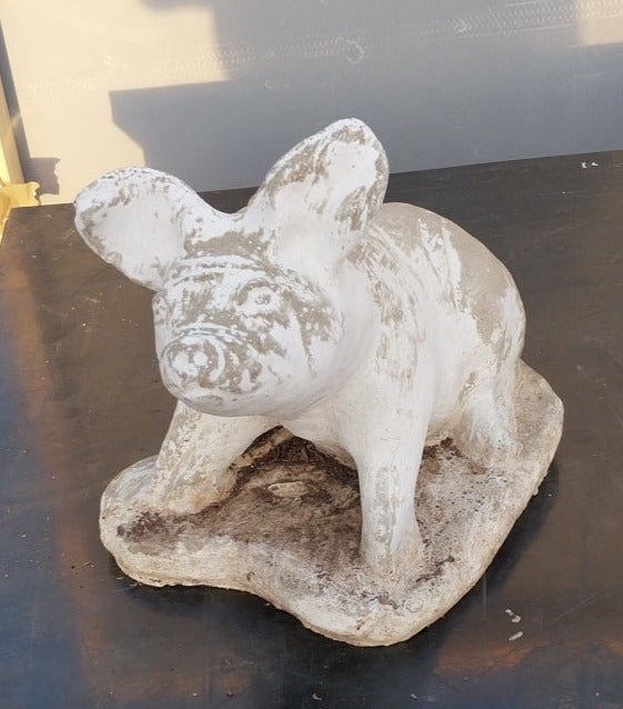 SMALL PAINTED CONCRETE PIG