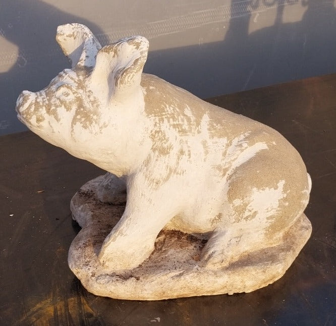 SMALL PAINTED CONCRETE PIG