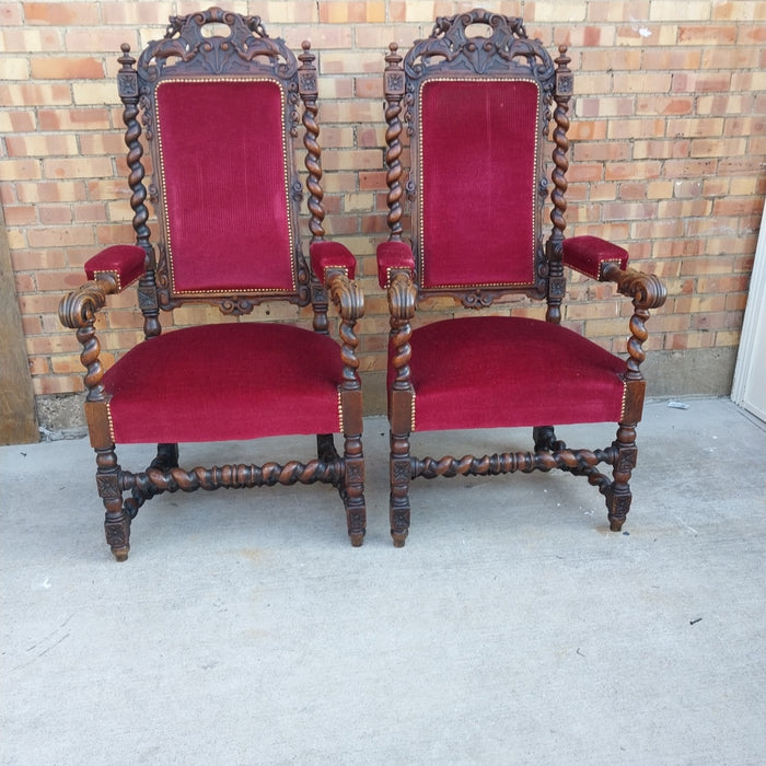 LOUIS XIII STYLE MYTHICAL BEAST CROWNED CHAIRS