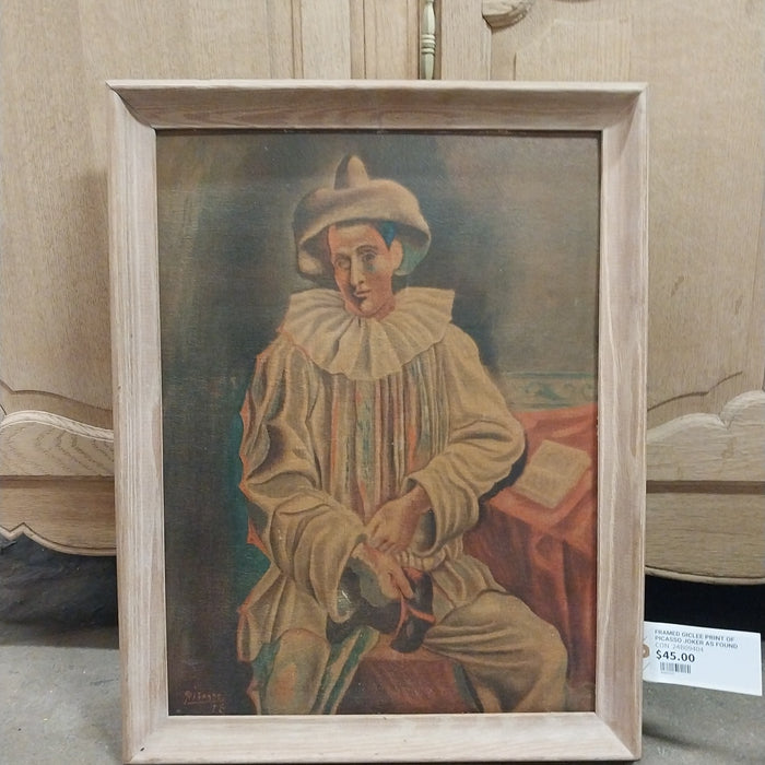 FRAMED GICLEE PRINT OF PICASSO'S JOKER AS FOUND