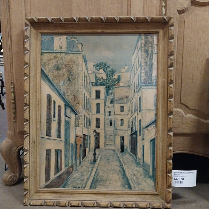 FRAMED BUILDING PRINT ON BOARD