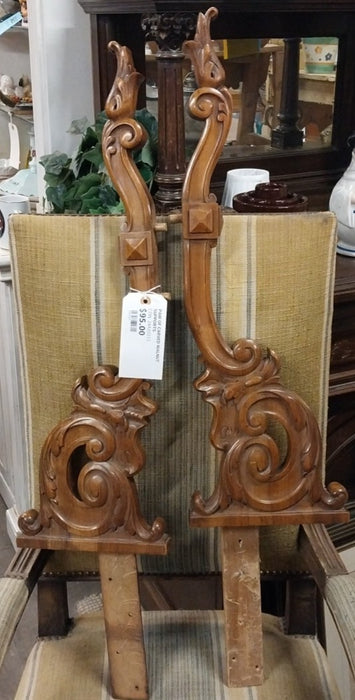 PAIR OF CARVED WALNUT SUPPORTS