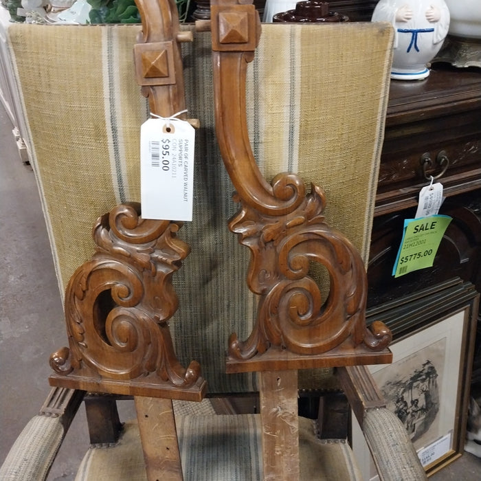 PAIR OF CARVED WALNUT SUPPORTS