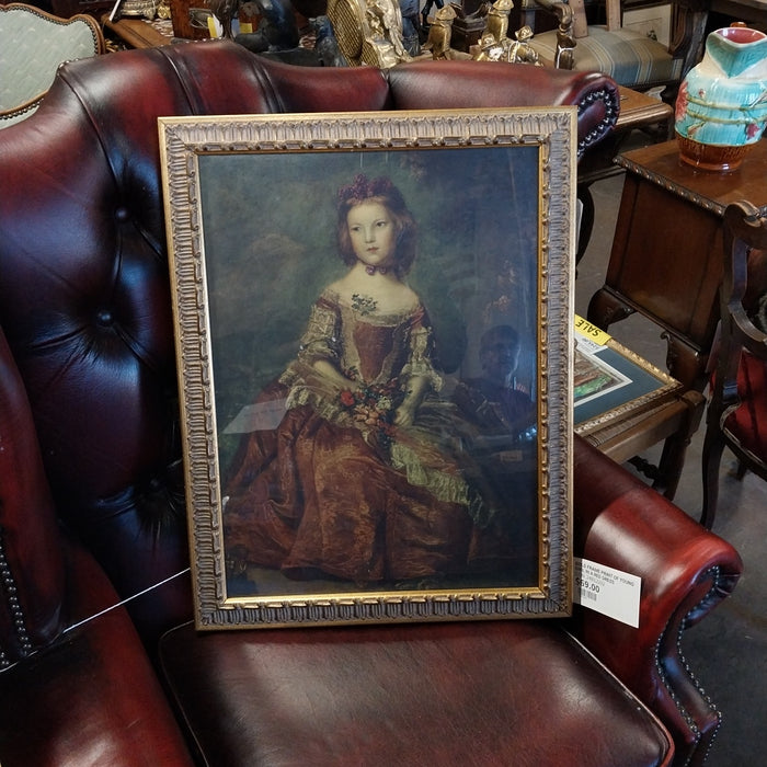 GOLD FRAME PRINT OF YOUNG GIRL IN A RED DRESS