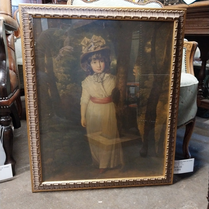 GOLD FRAME PRINT OF YOUNG GIRL IN A HAT