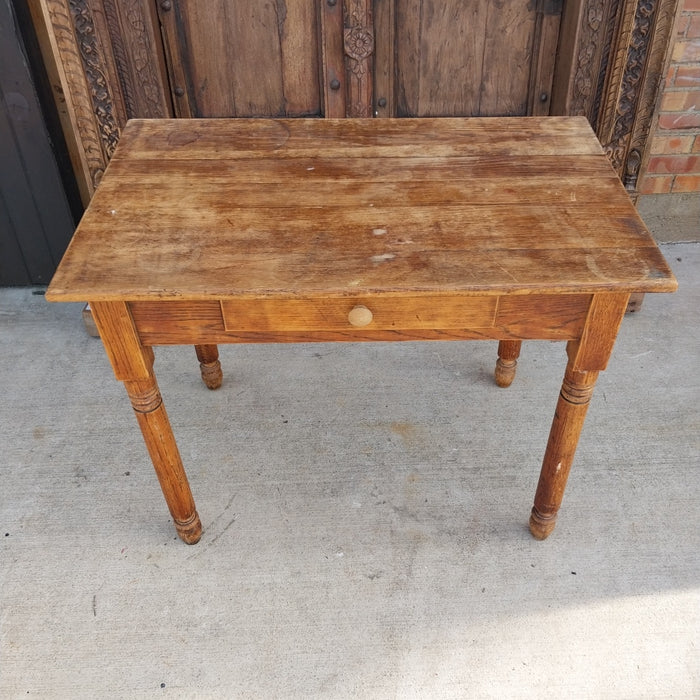 RUSTIC OAK TABLE WITH AS FOUND DRAWER