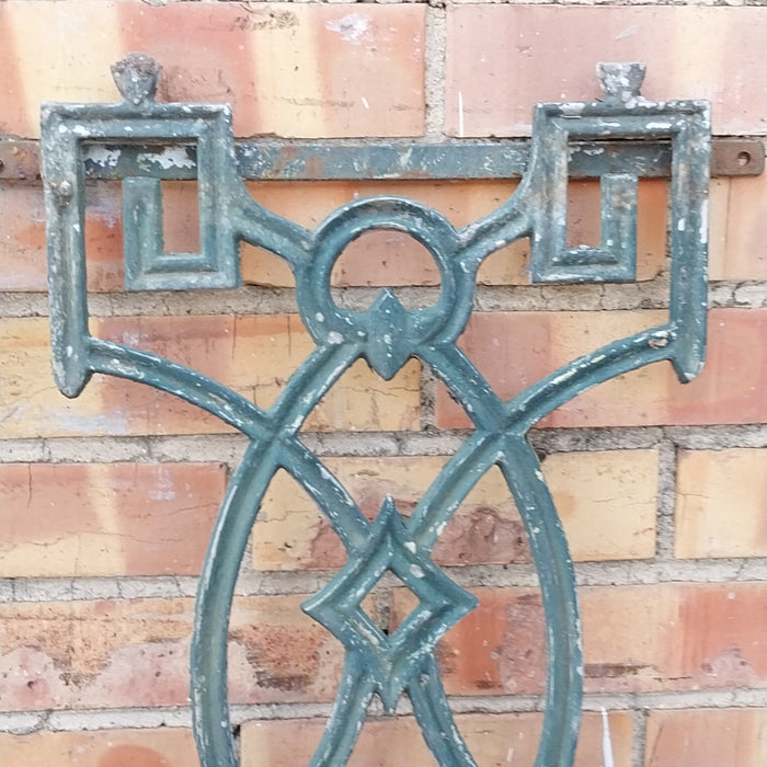 PAIR OF SMALL ORNATE GREEN I ALUMINUM PANELS