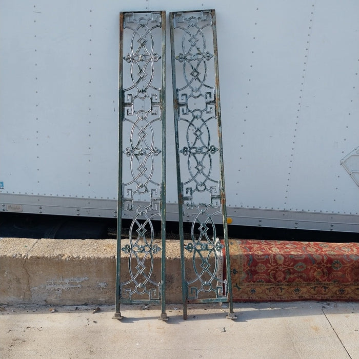 PAIR OF ORNATE GREEN IRON AND ALUMINUM PANELS