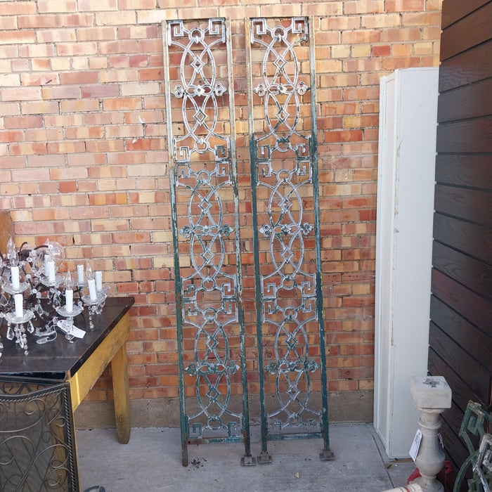 PAIR OF ORNATE GREEN IRON AND ALUMINUM PANELS