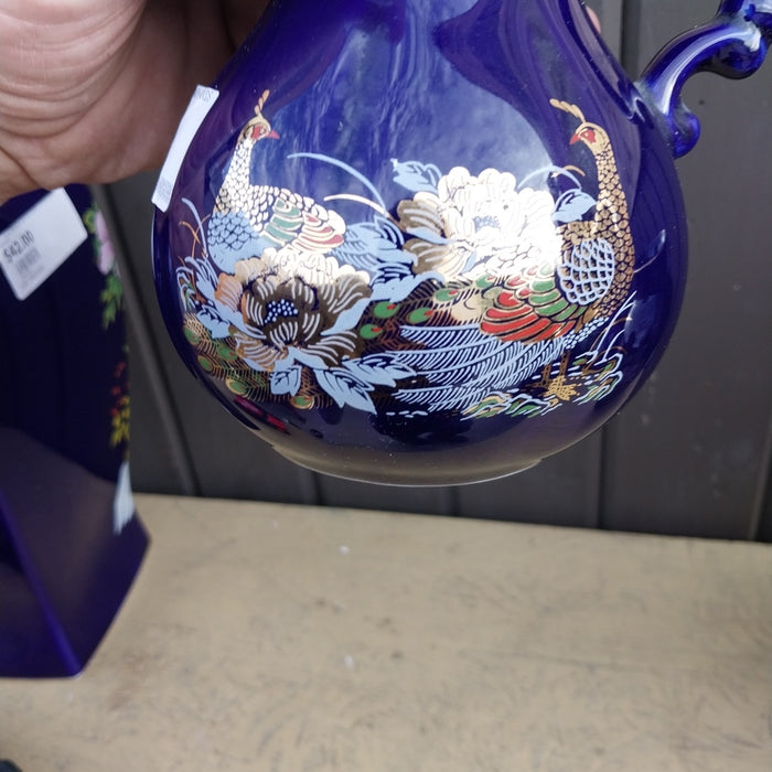 BLUE FLORAL JAPANESE TEAPOT WITH BIRDS