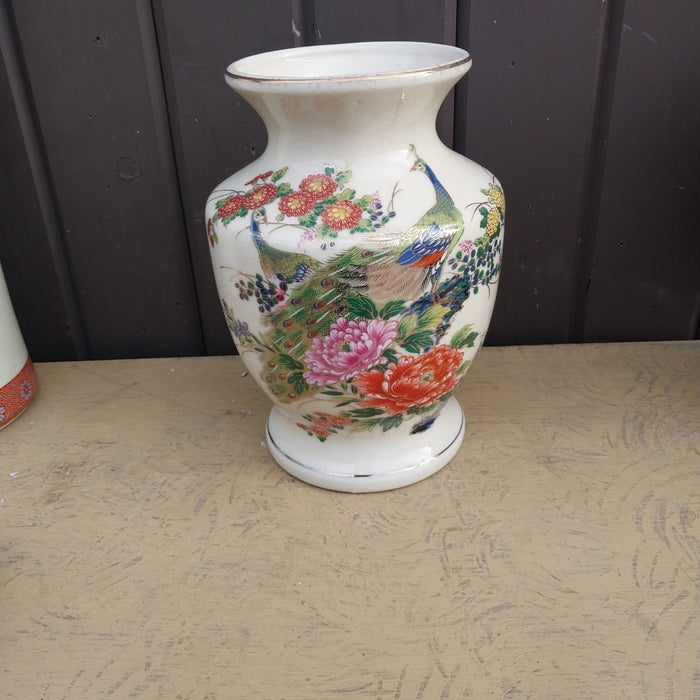 IVORY JAPANESE URN SHAPE PEACCK VASE