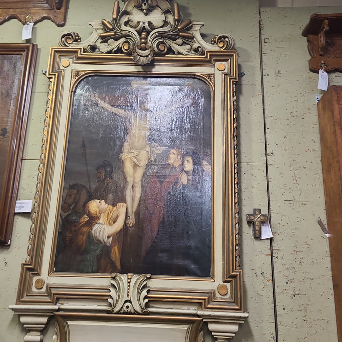 HUGE FRAMED RENAISSANCE REVIVAL JESUS CRUCIFICTION OIL PAINTING