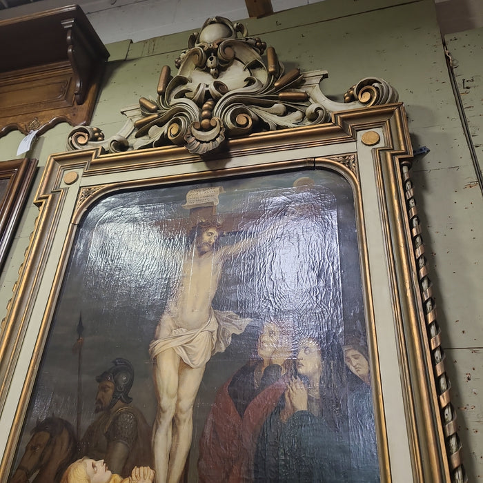 HUGE FRAMED RENAISSANCE REVIVAL JESUS CRUCIFICTION OIL PAINTING