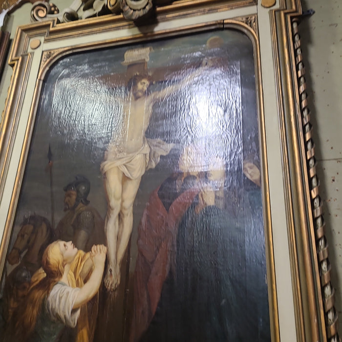 HUGE FRAMED RENAISSANCE REVIVAL JESUS CRUCIFICTION OIL PAINTING