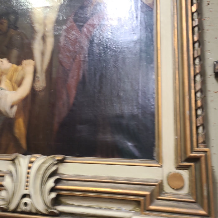 HUGE FRAMED RENAISSANCE REVIVAL JESUS CRUCIFICTION OIL PAINTING