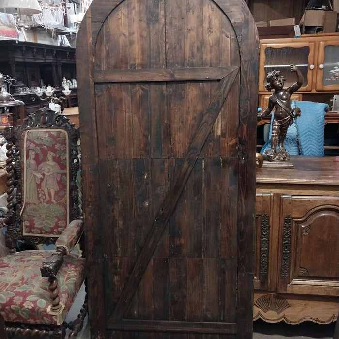 DECORATIVE ARCHED WOOD DOOR  AS IS