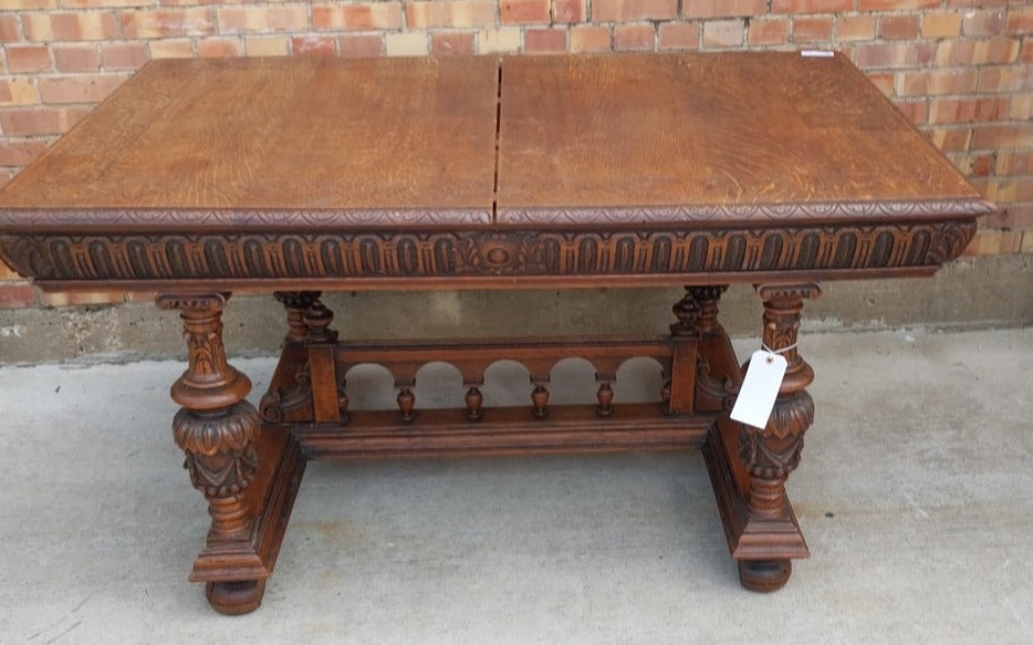 CARVED TOP LIGHT OAK TABLE