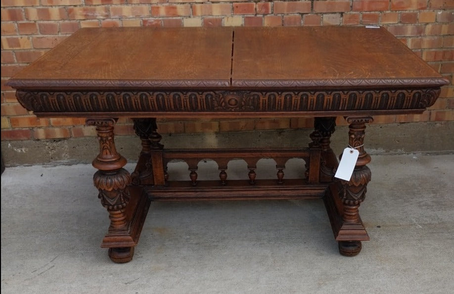 CARVED TOP LIGHT OAK TABLE