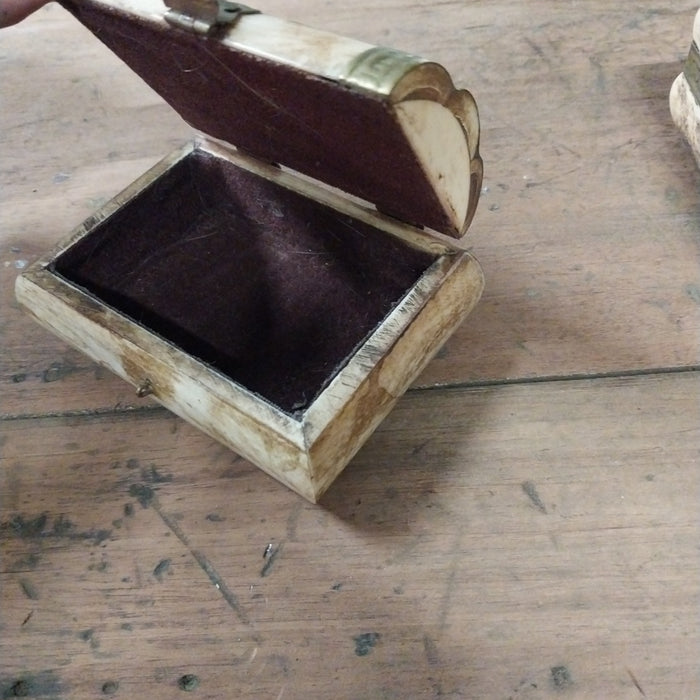 SMALL RECTANGULAR BONE BOX WITH LID
