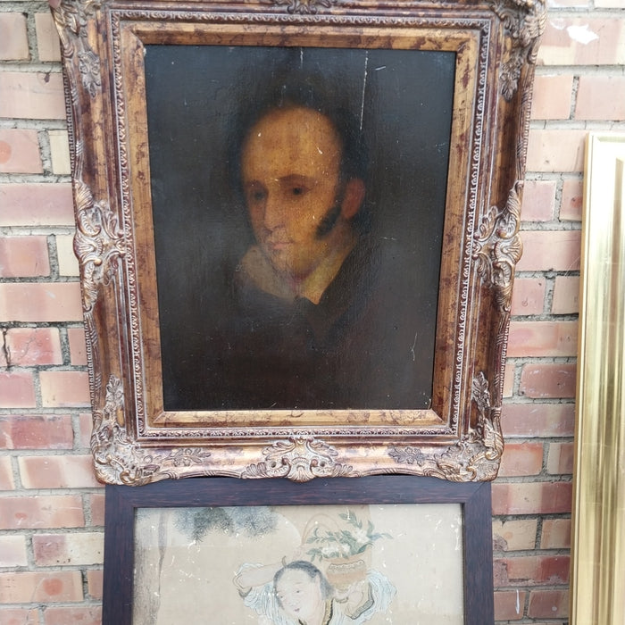 FRAMED GOTHIC PORTRAIT OF A MAN OIL PAINTING