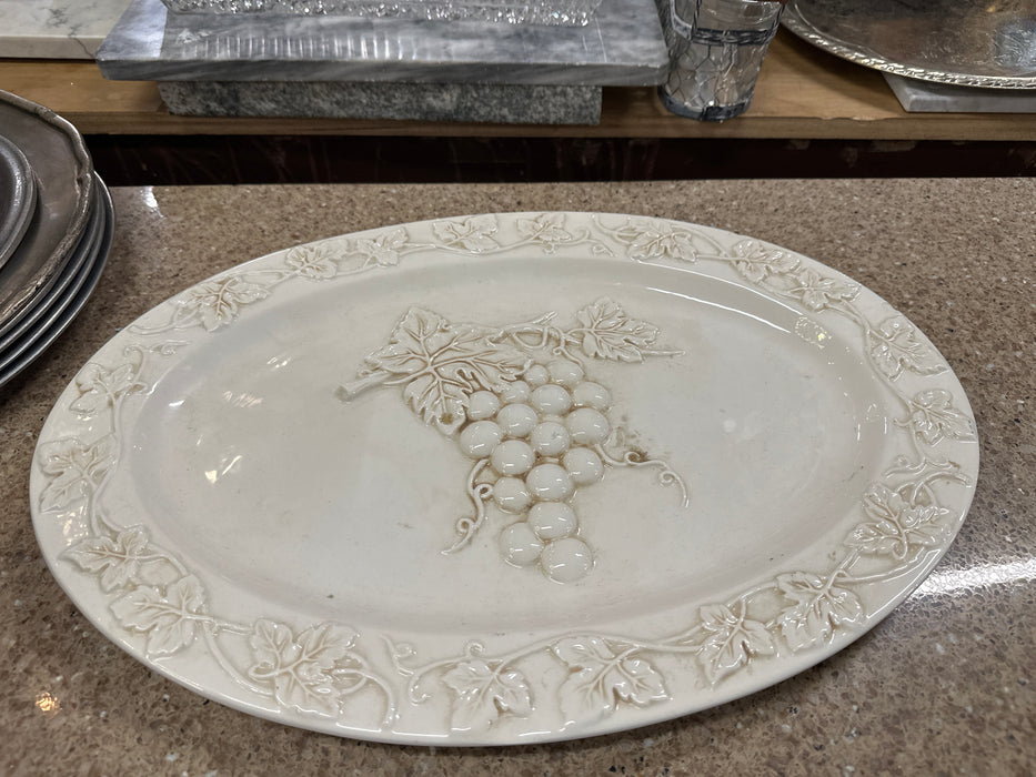 WHITE GRAPE OVAL SERVING PLATTER AS FOUND