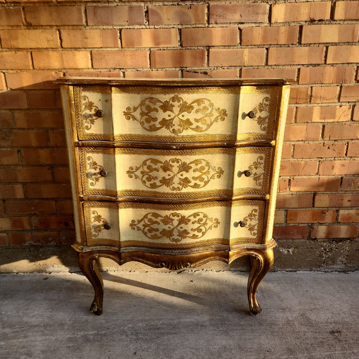FLORENTINE GOLD AND WHITE 3 DRAWER CHEST