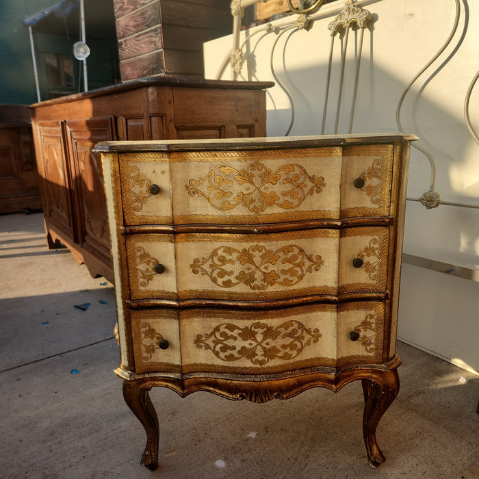 FLORENTINE GOLD AND WHITE 3 DRAWER CHEST