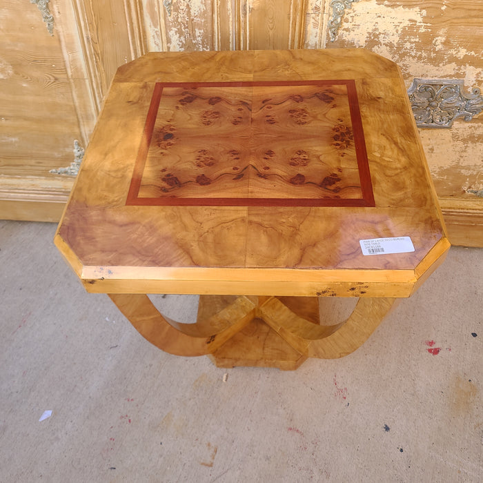 PAIR OF LARGE DECO BURLED SIDE TABLE