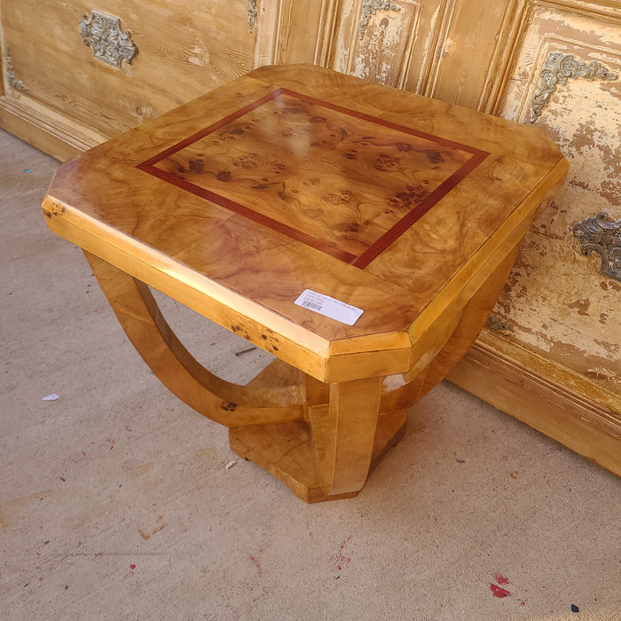 PAIR OF LARGE DECO BURLED SIDE TABLE