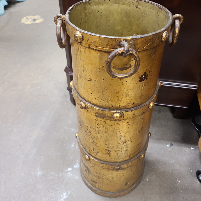 TAPERED BRASS AND GOLD CYLINDER UMBRELLA STAND