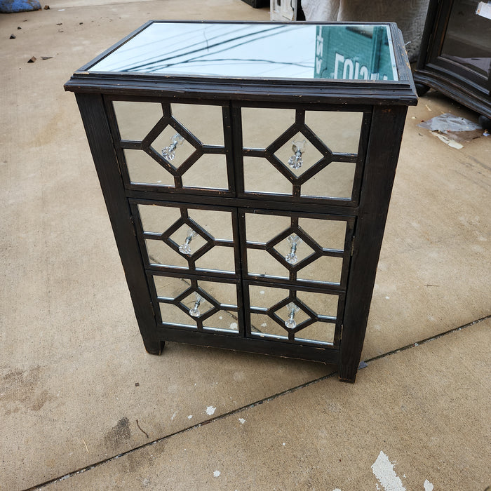 MIRRORED NOT OLD SMALL CABINET WITH DARK PAINTED EDGES