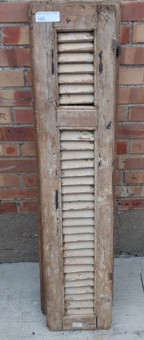 PAIR OF DISTRESSED SHUTTERS WITH YELLOW PAINTTER