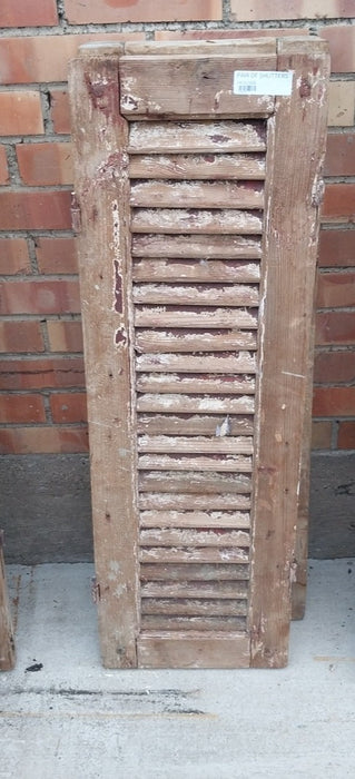 PAIR OF DISTRESSED SHUTTERS WITH BROWN PAINT