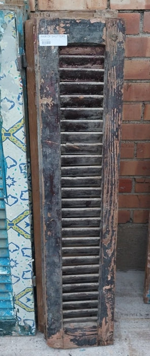 PAIR OF DISTRESSED SHUTTERS WITH BROWN PAINT