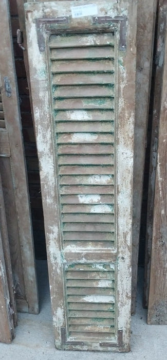 PAIR OF DISTRESSED SHUTTERS WITH GREEN PAINT