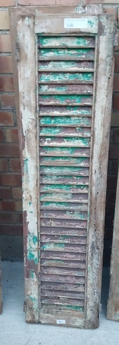 PAIR OF DISTRESSED SHUTTERS WITH GREEN PAINT