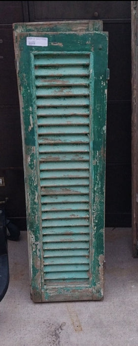 PAIR OF DISTRESSED SHUTTERS WITH GREEN PAINT