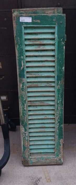 PAIR OF DISTRESSED SHUTTERS WITH GREEN PAINT