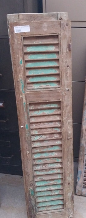 PAIR OF DISTRESSED SHUTTERS WITH GREEN PAINT