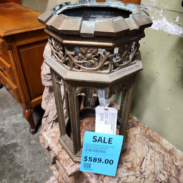 ECCLESIASTICAL HANGING BRASS GAS LANTERN
