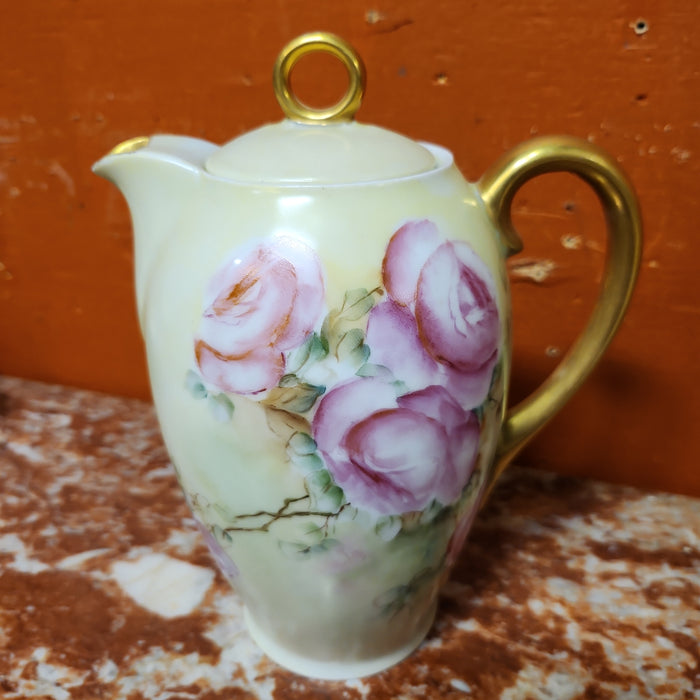 HANDPAINTED FLORAL PITCHER WITH  LID
