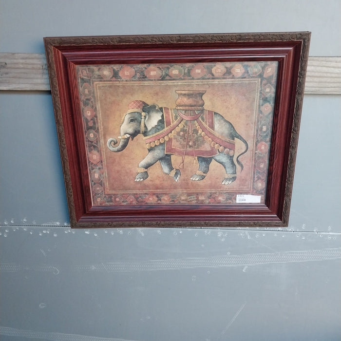 FRAMED PRINT OF AN INDIAN ELEPHANT