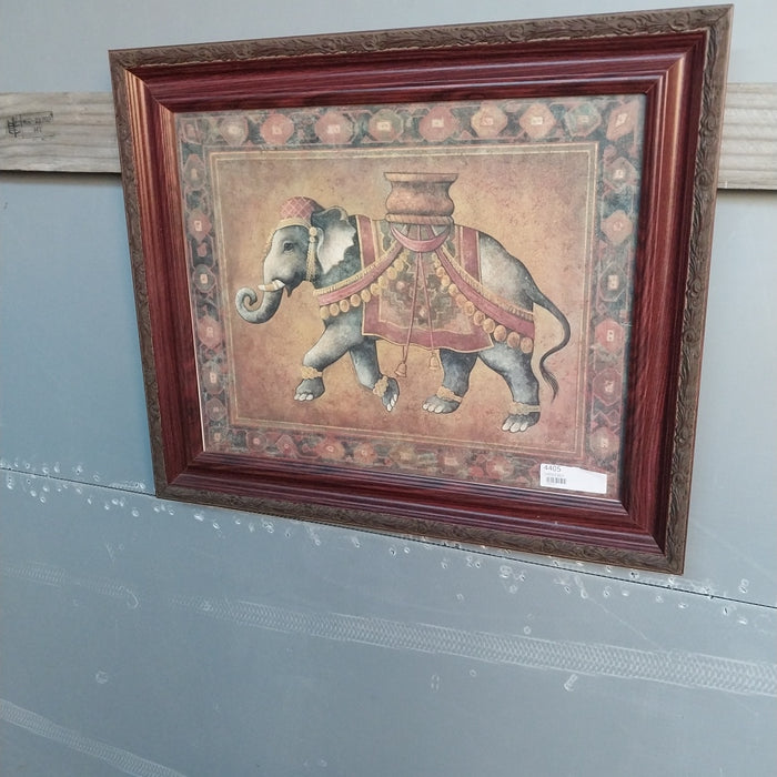 FRAMED PRINT OF AN INDIAN ELEPHANT