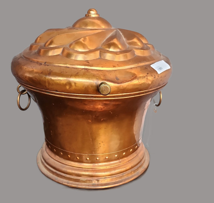 COPPER PINWHEEL LIDDED CONTAINER AS FOUND