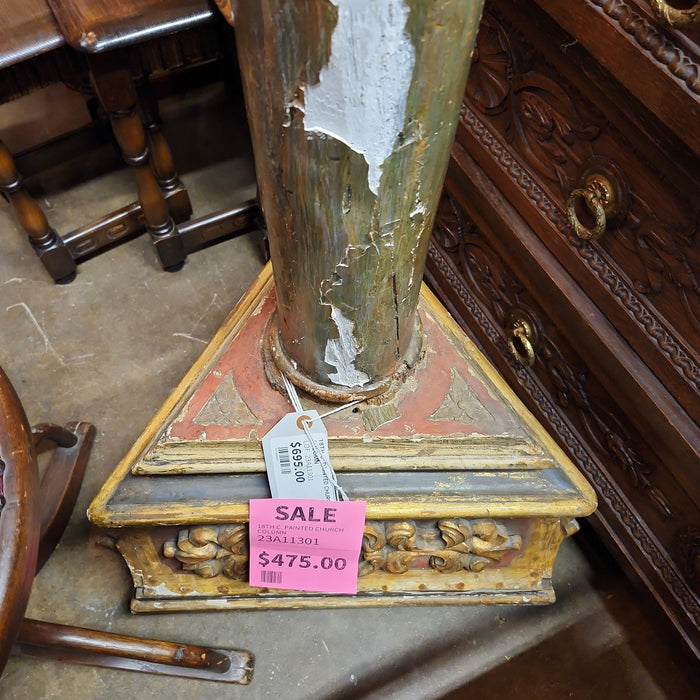 18TH C. PAINTED CHURCH COLUMN AS FOUND