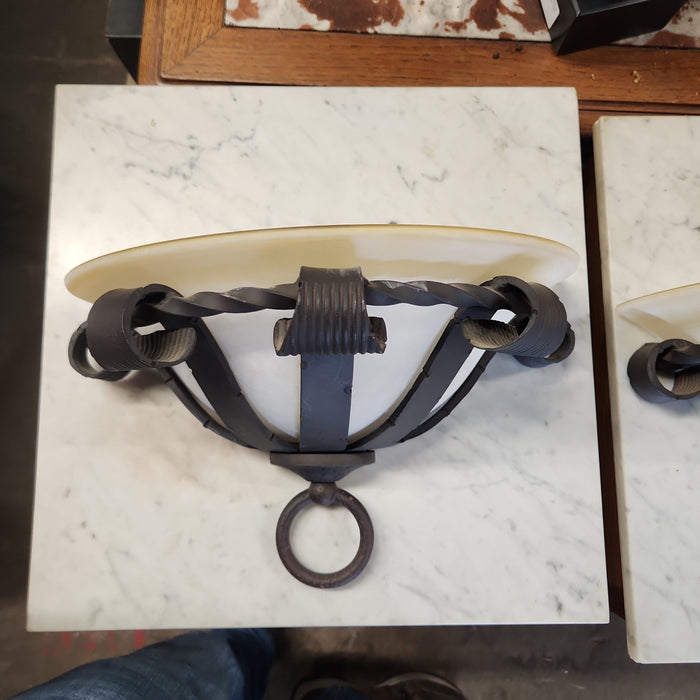 PAIR OF SCONCES WITH GLASS SHADES