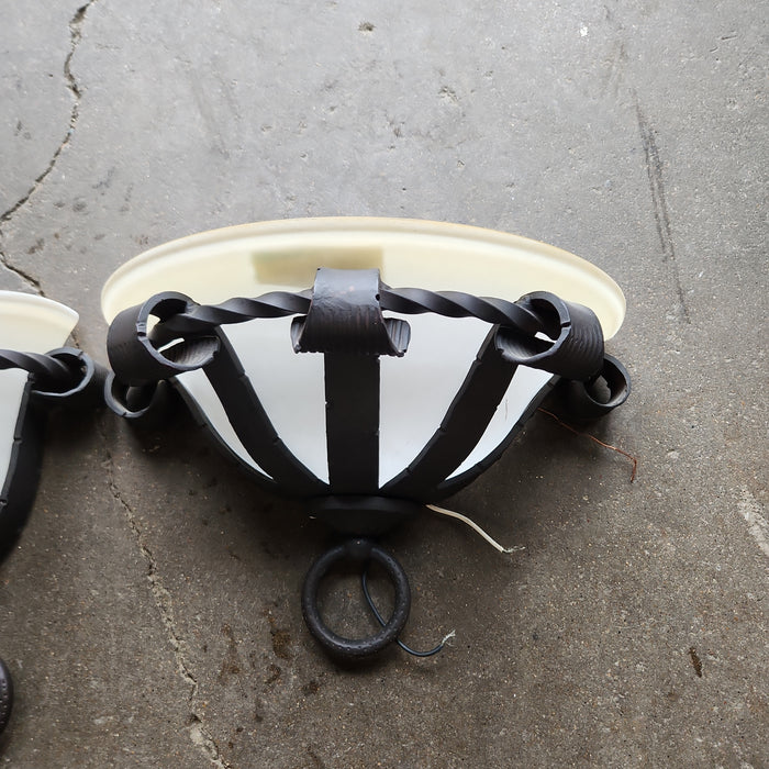 PAIR OF SCONCES WITH GLASS SHADES