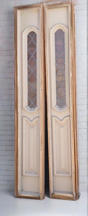 PAIR OF SMALL LEADED GLASS SIDELIGHTS